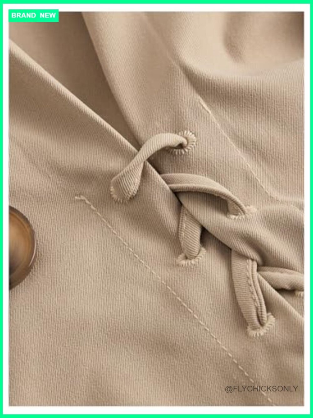 Double Breasted Trench Coat with Lapel and Puff Sleeves - Picture 4 of 5